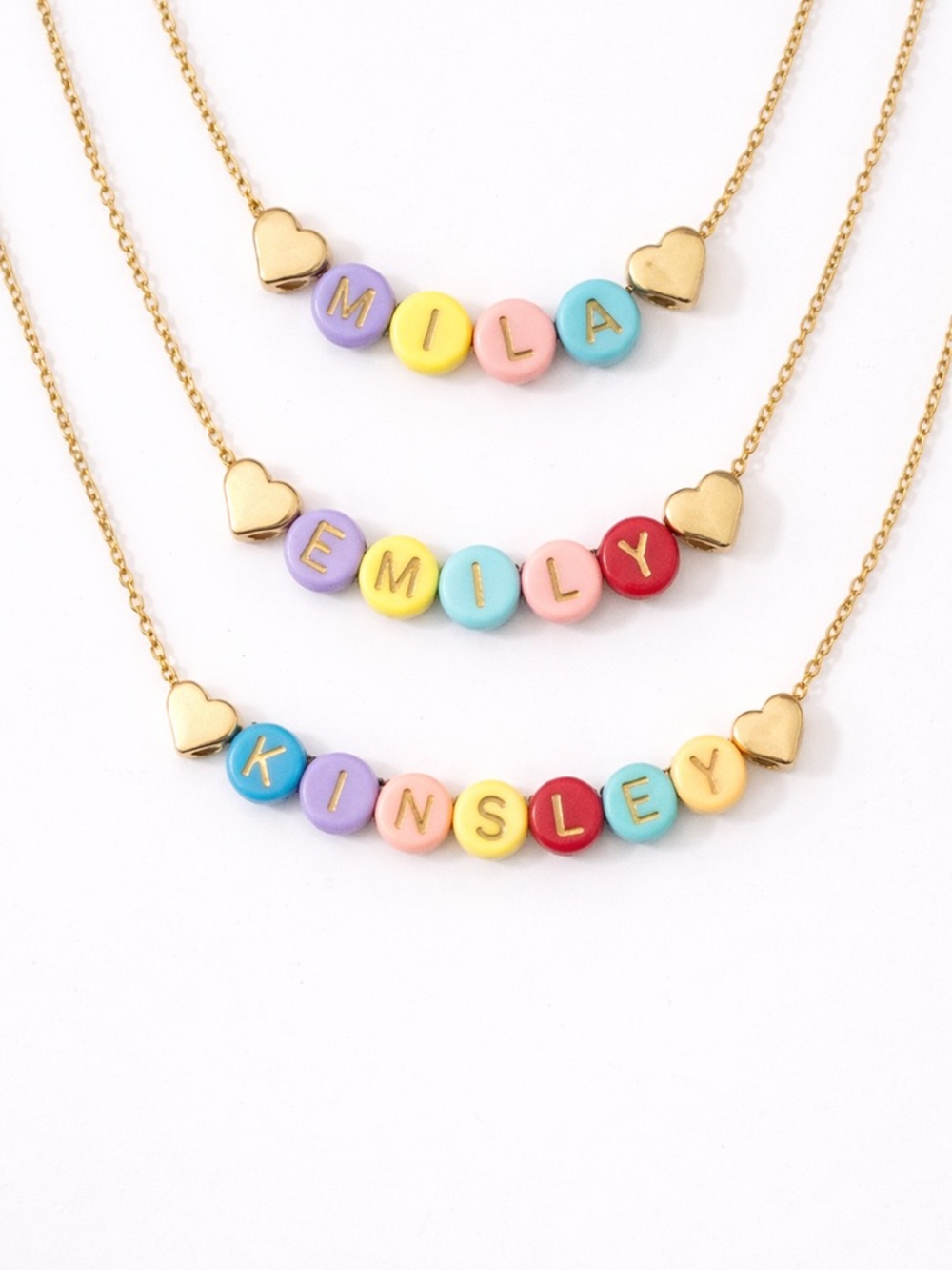 Personalized Kids' Name Bead Necklace - Pastel Multicolor